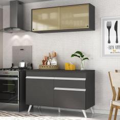 Armário De Cozinha Compacta 2 Peças Mp3688.898 Veneza Multimóveis Preto