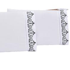 Jogo lençol quarto casal queen bordado 3peças branco Petróleo
