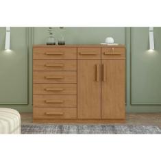 Cômoda de Quarto Toronto New c/ 2 Portas e 8 Gavetas Rovere/Amêndoa - Lopas