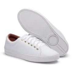 Tênis Feminino Branco Básico Com Traseirinha em Onça-Feminino