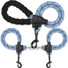 Mengbei tribe Coleira dupla para dois cães, rotação de 360°, sem embaraço, coleira de caminhada com tiras refletivas para cães pequenos, médios e grandes