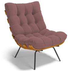 Poltrona Decorativa Costela L02 Suede Rosê - Lyam Decor