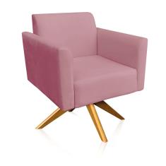 Poltrona Marisa Suede Base Madeira Rose