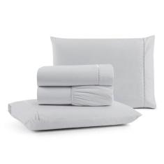 Jogo De Lençol Luiza Queen 4 Pçs Percal 100% Algodão 180 Fios Ponto Pa