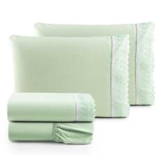 Jogo De Lençol Casal 4 Peças Basic Percal 180 Fios Lese Bordado Inglês