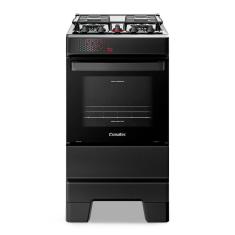 Fogão a Gás Mesa Inox Tampa de Vidro Forno 50L Limpa Fácil e Acendimento Automático Esmaltec IDEAL Top T4IAP Cor Preto 4 bocas Bivolt