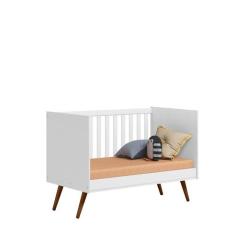 Quarto de Bebe Completo Com Colchão Q Encanto Retrô Branco - Qmovi