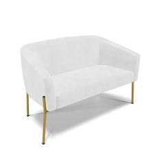 Sofá Namoradeira 2 Lugares Pé De Ferro Dourado Stella Corano Branco D03 - D'rossi