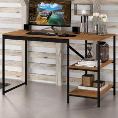 Mesa Escrivaninha Slim 2 Prateleiras Rústico Preto/Canela Rústico - Ar