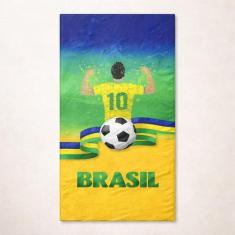 Toalha de Banho e Praia Aveludada Brasil Seleção Torcida Copa do Mundo