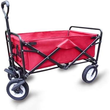 Imagem de Carrinhos de armazenamento Carrinho de jardim dobrável Carrinho de compras multifuncional para exterior (cor: vermelho) (vermelho) hopeful
