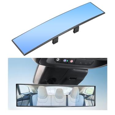 Imagem de povtii Espelho retrovisor panorâmico convexo antirreflexo de 30,5 cm, amplo angular estendido interno automotivo, universal