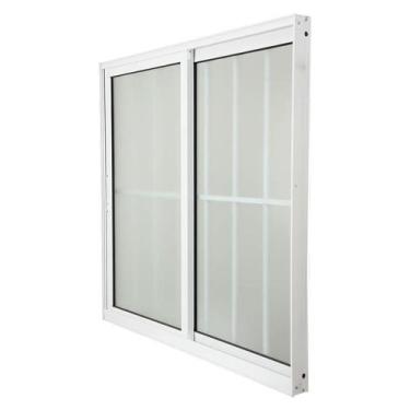 Imagem de Janela de Correr em Alumínio Branco 120x150x10 cm 2 Folhas Com Grade N