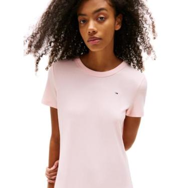 Imagem de Tommy Jeans Vestido midi colado ao corpo feminino com detalhe de logotipo, Rosa precioso, XPP