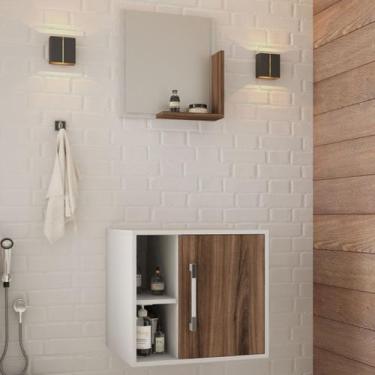 Imagem de Armário de Banheiro Olivia 1 Porta 2 Prateleiras com Espelho Branco Ch