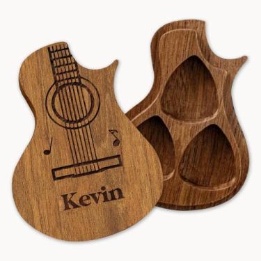 Imagem de Porta-Palhetas de Guitarra Personalizado em Madeira Gravada - Presente