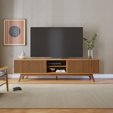 Imagem de Rack Ripado para TV até 75 Pol 220x56cm Fortaleza Colibri Cor: Freijó