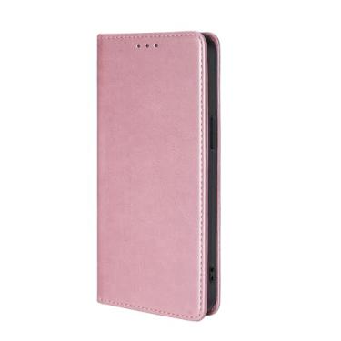 Imagem de LYJSMGZ Capa de couro para iPhone 16E, capa de telefone carteira masculina e feminina, compartimentos para cartões, fecho magnético, capa flip em pé, proteção contra quedas, rosa, 16E