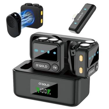 Imagem de Microfone Lapela Sem Fio Lightning Kit Duplo Com Imã Compatível com Iphone 4 ao 14 IA Antí-ruído Tiktok Podcasts Gravações Reuniões Online