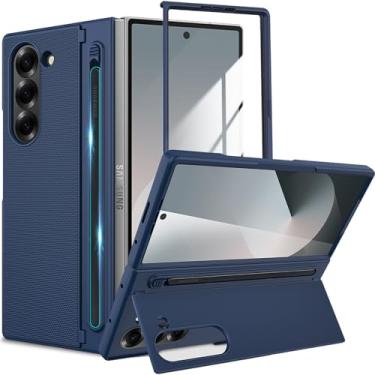 Imagem de YQODSZ Capa para Samsung Galaxy Z Fold 6 com suporte para caneta S, capa dobrável 6 com suporte, protetor de tela frontal, capa protetora de policarbonato rígido à prova de choque resistente a
