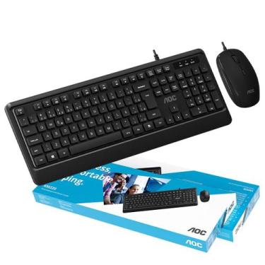 Imagem de Kit Teclado E Mouse Com Fio Usb Aoc Slim Office Ç Lançamento