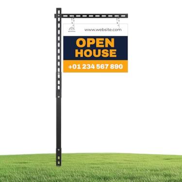 Imagem de Danoib Postes de sinalização imobiliária, suporte de placas imobiliárias, poste de 1,3 m de altura, feito de alumínio e ferro para casa aberta e casa, para venda em quintal, placas de até 30,5 cm