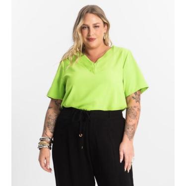 Imagem de Blusa Manga Curta Plus Size Secret Glam Verde, Plus G2, Verde