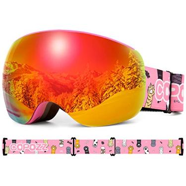 Imagem de COPOZZ Óculos de esqui infantil lente magnética, óculos de neve para snowboard juvenil para meninos e meninas de 2 a 12 anos, compatível com capacete OTG UV400