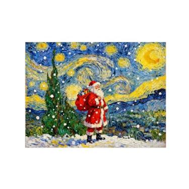 Imagem de Pinturas em tela Natal-Quadros Decoração de Parede-Árvore Noite Estrelada Velho-Inverno Paisagens Impressões para Sala de Estar 60x80cm Sem Moldura