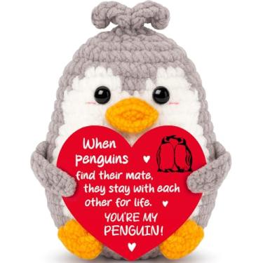 Imagem de Presentes de aniversário para ela, presentes de aniversário feitos à mão, crochê You Are My Penguin, presentes para namorada, namorado, romântico, Natal, eu te amo, presentes para mulheres, homens
