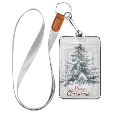 Imagem de Wassud Lindos cordões de couro PU de árvore de Natal para crachás de identificação, porta-chaves, porta-crachás, cartões de crédito para escritórios, funcionários estudantes, funcionários