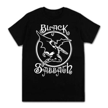 Imagem de Preto metal rock band t camisa masculina moda casual gráfico manga cur