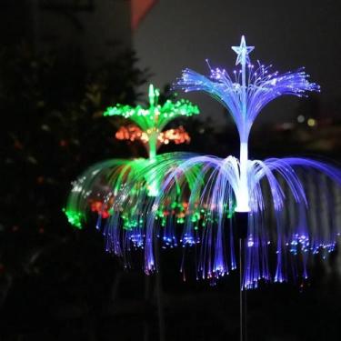 Imagem de Lâmpada De Água-Viva Solar Colorida Com Fibra Óptica Para Decoração De