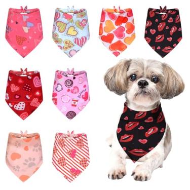 Imagem de HACRAHO Bandana para o Dia dos Namorados, 8 peças, cachecol macio para animais de estimação, acessórios de dia dos namorados, presentes para cães pequenos, médios, gatos, meninos e meninas