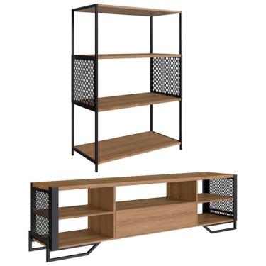 Imagem de Rack 180 Cm Gaveta Estante 77 Cm Industrial 17x24 Mell Preto Pp Mell Preto