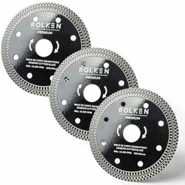 Imagem de Kit 3 Disco Diamantado Corte Turbo Pisos Porcelanato Fino Preciso Esme