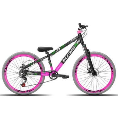 Imagem de Bicicleta aro 26 KOG Freeride Kit Single Pneus Flame, Preto rosa, Verd