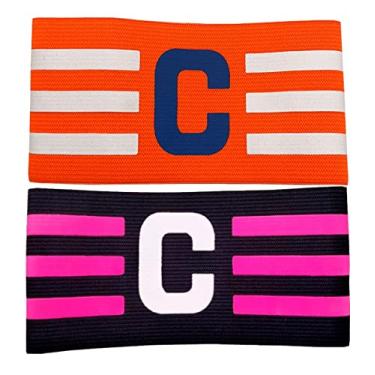 Imagem de Faixa de Capitão Braçadeira de Futebol Pack 2 Unidades Várias Cores Pronta Entrega (Preta e Laranja)