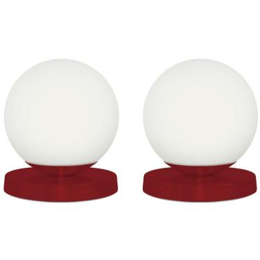 Imagem de Kit 2 Luminárias de mesa Globo Orby Vermelho Base Redonda