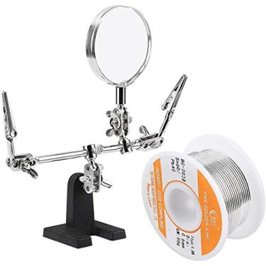 Imagem de WYCTIN Mão de auxílio com ampliação de vidro bônus 60-40 Lata chumbo Rosin núcleo solda fio para solda elétrica e faça você mesmo