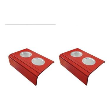 Imagem de Kit 02un Esteira Decorativa Laqueada Sofá Copo Alumínio Vermelho