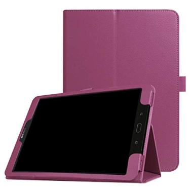 Imagem de ZZOUGYY Capa de tablet para Samsung Galaxy Tab S2 9,7 2015 SM-T810 T813 T815 T817 T818 T819, capa de couro leve ultrafina com suporte fólio para Galaxy Tab S3 9,7 2017 SM-T820 T825 T827 (roxa)