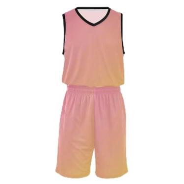 Imagem de Camiseta de basquete infantil gradiente turquesa aqua, ajuste confortável, camiseta de treino de futebol 5 a 13 anos, Ombré gradiente amarelo rosa, M