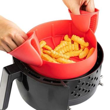Imagem de Cesto de silicone fritadeira air fryer redondo 16 cm - Clink, Vermelho
