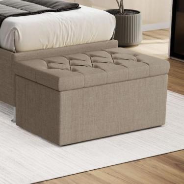 Imagem de Calçadeira para Cama de Solteiro Sagitarius 90 Tecido Linho - ARADECOR