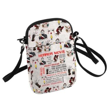 Imagem de Mochila pequena de filmes de terror para amantes de filmes de Halloween dos anos 90 - Bolsa transversal para presente, Branco, 21 * 15cm (8.26 * 5.9inch)