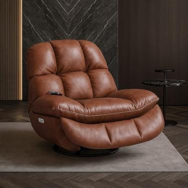 Imagem de Poltrona do Papai Cinema Elétrica Ottawa com Massagem Aquecimento Balanço Entrada USB/USB-C PU Caramelo G94 - Laura Lar