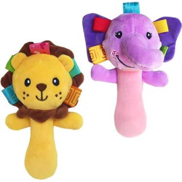 Imagem de Cartoon Stuffed Animal Baby Soft Plush Hand Rattle Squeaker Sticks par