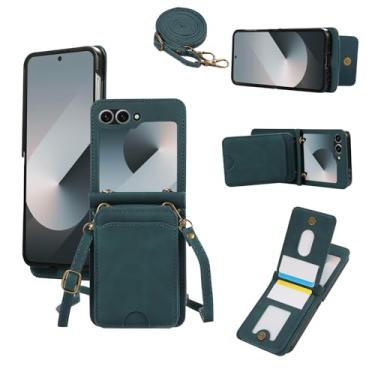 Imagem de Asuwish Capa de telefone para Samsung Galaxy Z Flip 6/Z Flip 7 FE 5G Capa carteira com alça transversal temperada suporte para cartão acessórios para celular Z6 G Flip6 ZFlip Flip7 mulheres homens
