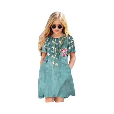 Imagem de Verão estampado meninas fora do ombro em torno do pescoço vestido de m